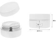 Plastična (PP) kutijica 30mL za kreme u beloj MAT boji sa belim MAT poklopcem, spatulom i plastičnim međupoklopcem Plastična (PP) kutijica 30mL za kreme u beloj MAT boji sa belim MAT poklopcem, spatulom i plastičnim međupoklopcem
