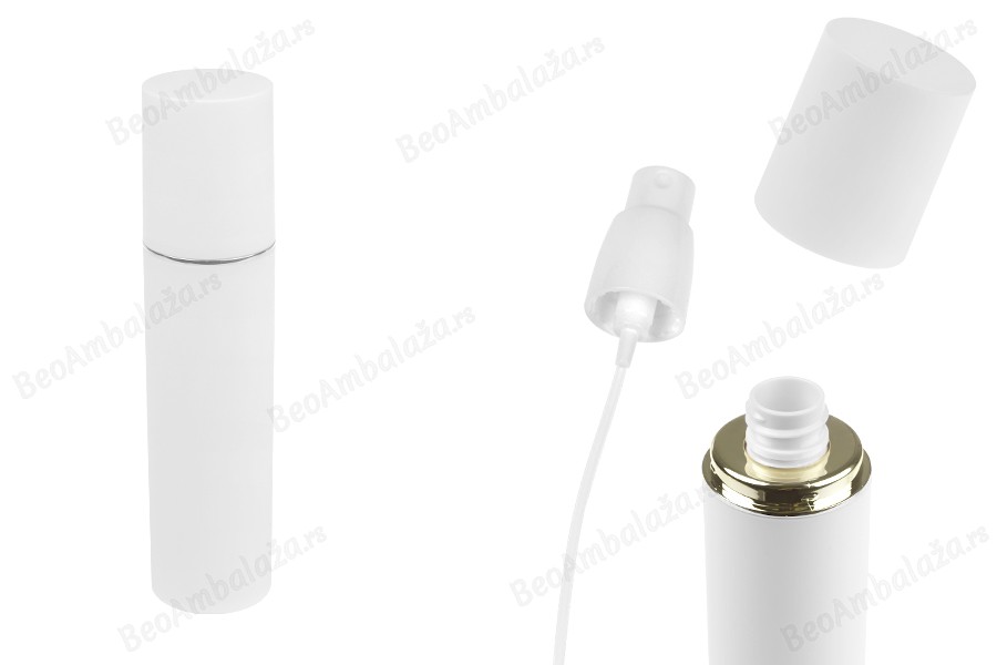 Bela MAT bočica od 100mL sa srebrnom ili zlatnom linijom, sa sprejom i belim MAT zatvaračem-slika_proizvoda