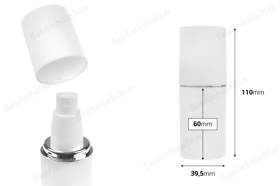 Bela MAT bočica od 30mL sa srebrnom ili zlatnom linijom, sa sprejom i belim MAT zatvaračem-dimenzije_slike