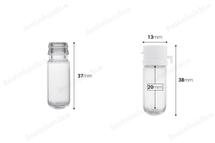 Staklena bočica od 2mL, sa plastičnim zatvaračem i sigurnosnim prstenom - 25 kom-dimenzije_slike