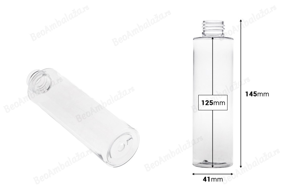 PET providna ili bela flašica 150mL (PP24), bez zatvarača - 12 kom-dimenzije_slike