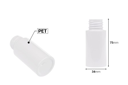 PET bela flašica 40mL (PP24), bez zatvarača - 12 kom-dimenzije_slike