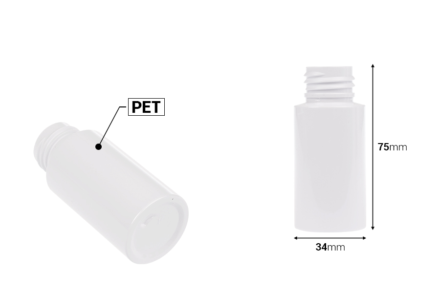PET bela flašica 40mL (PP24), bez zatvarača - 12 kom-dimenzije_slike