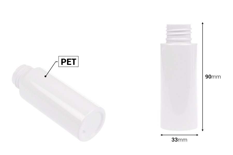 PET bela flašica 50mL (PP24), bez zatvarača - 12 kom-dimenzije_slike