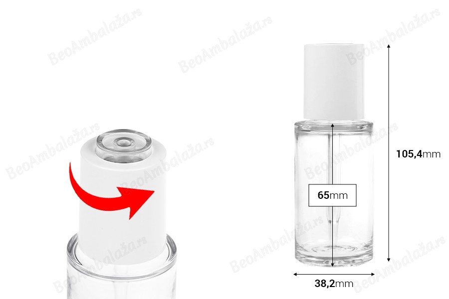 Plastična (PETG) bočica 50mL sa belom pipetom sa dugmetom (providna)-dimenzije_slike