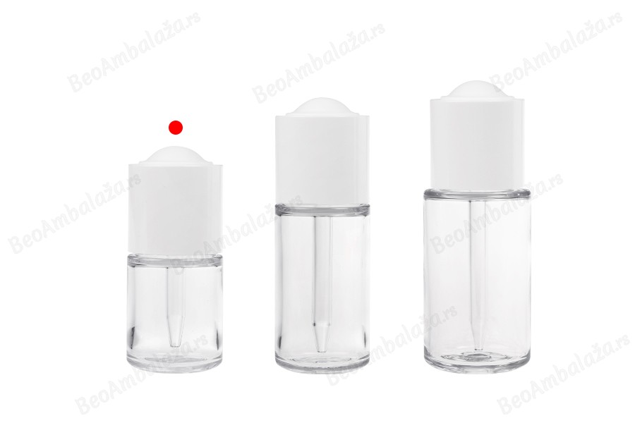 Plastična (PETG) bočica od 20 mL sa belom pipetom sa dugmetom i drenažnim elementom-grupa_slika