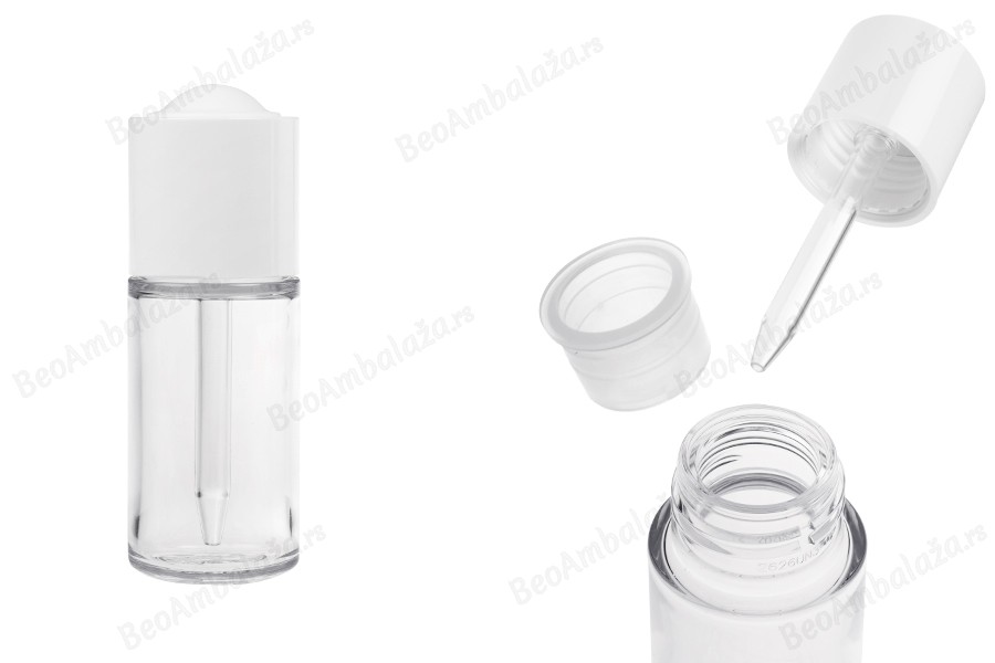Plastična (PETG) bočica od 30 mL sa belom pipetom sa dugmetom i drenažnim elementom-slika_proizvoda