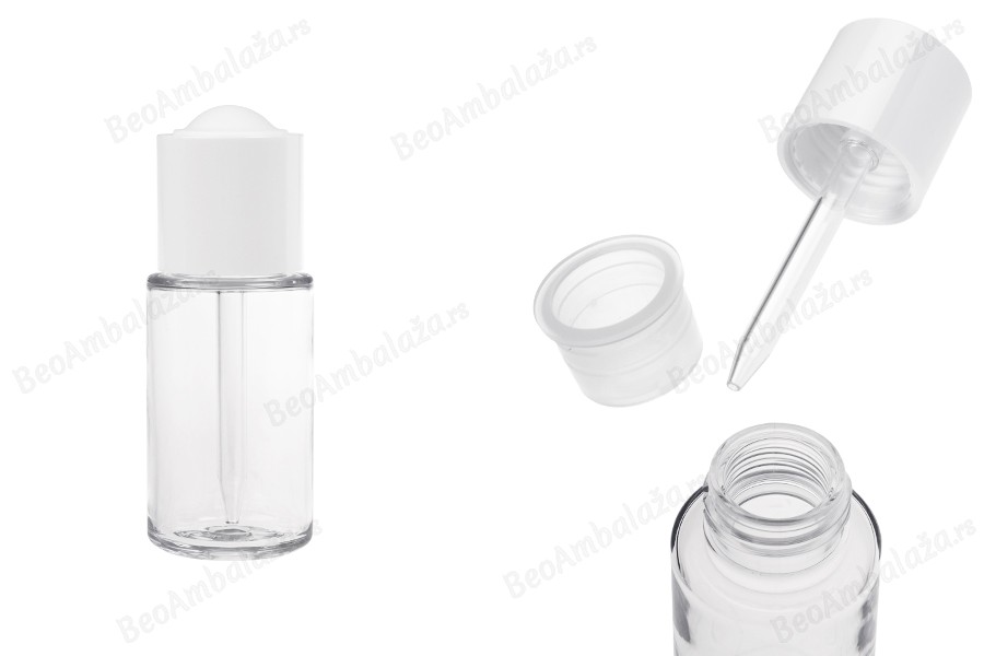Plastična (PETG) bočica od 50 mL sa belom pipetom sa dugmetom i drenažnim elementom-slika_proizvoda