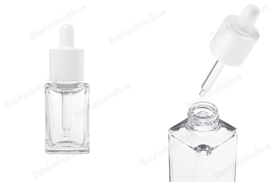 Plastična (PETG) četvrtasta providna bočica od 30mL sa belom pipetom-slika_proizvoda