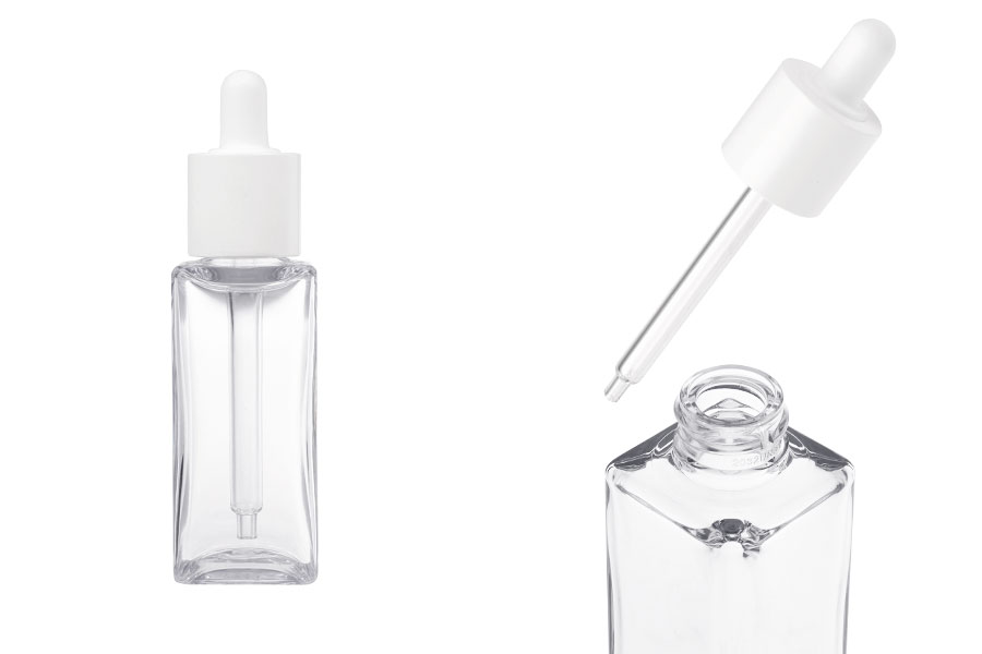 Plastična (PETG) četvrtasta providna bočica od 50mL sa belom pipetom-slika_proizvoda