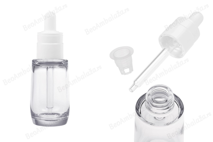 Plastična (PETG) providna bočica od 30 mL cilindričnog oblika sa belom pipetom-slika_proizvoda