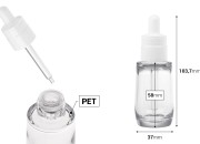 Plastična (PETG) providna bočica od 30 mL cilindričnog oblika sa belom pipetom-dimenzije_slike