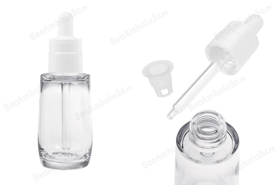 Plastična (PETG) providna bočica od 50 mL cilindričnog oblika sa belom pipetom-slika_proizvoda