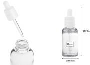 Providna plastična (PETG) bočica cilindričnog oblika od 50 mL sa belom pipetom-dimenzije_slike