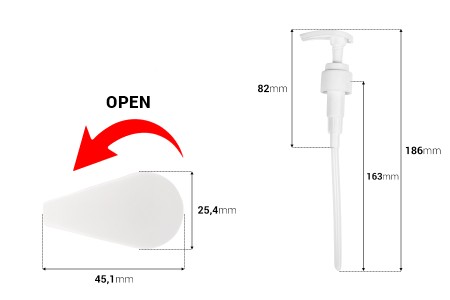 Plastična bela pumpica 24/410 sa zaštitnim mehanizmom-dimenzije_slike