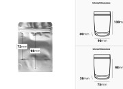 Aluminijumske DoyPack kesice sa zip zatvaranjem, ovalnim dnom i sa mogućnošću termo lepljenja 90x30x130 mm - 100 kom-dimenzije_slike