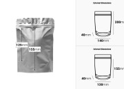 Aluminijumske DoyPack kesice sa zip zatvaranjem, ovalnim dnom i sa mogućnošću termo lepljenja 140x40x200mm - 100kom-dimenzije_slike