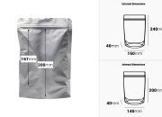 Aluminijumske DoyPack kesice sa zip zatvaranjem, ovalnim dnom i sa mogućnošću termo lepljenja 160x40x240mm - 100kom-dimenzije_slike