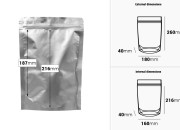 Aluminijumske DoyPack kesice sa zip zatvaranjem, ovalnim dnom i sa mogućnošću termo lepljenja 180x40x260mm - 100kom-dimenzije_slike