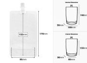 Providna DoyPack kesica za tečnost od 250ml sa belim plastičnim zatvaračem – 50 kom-dimenzije_slike