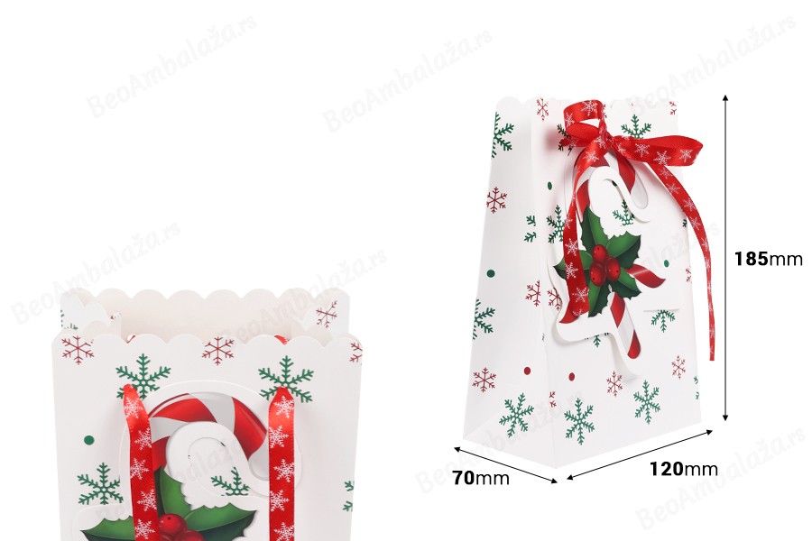 Božićne papirne poklon kese 120x70x185 mm - 20 kom-dimenzije_slike
