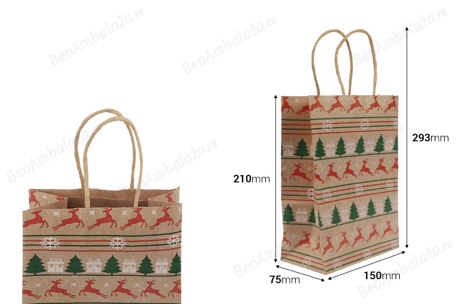 Božićne papirne poklon kese dimenzija 150x75x210 mm sa ručkom - 12 kom-dimenzije_slike