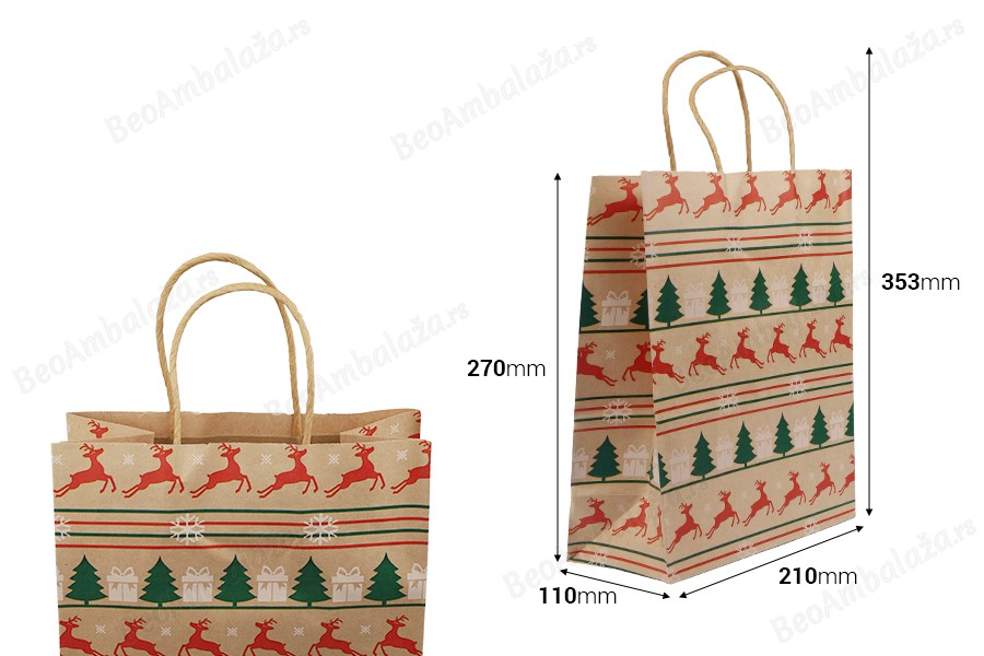 Božićne papirne poklon kese dimenzija 210x110x270 mm sa ručkom - 12 kom-dimenzije_slike