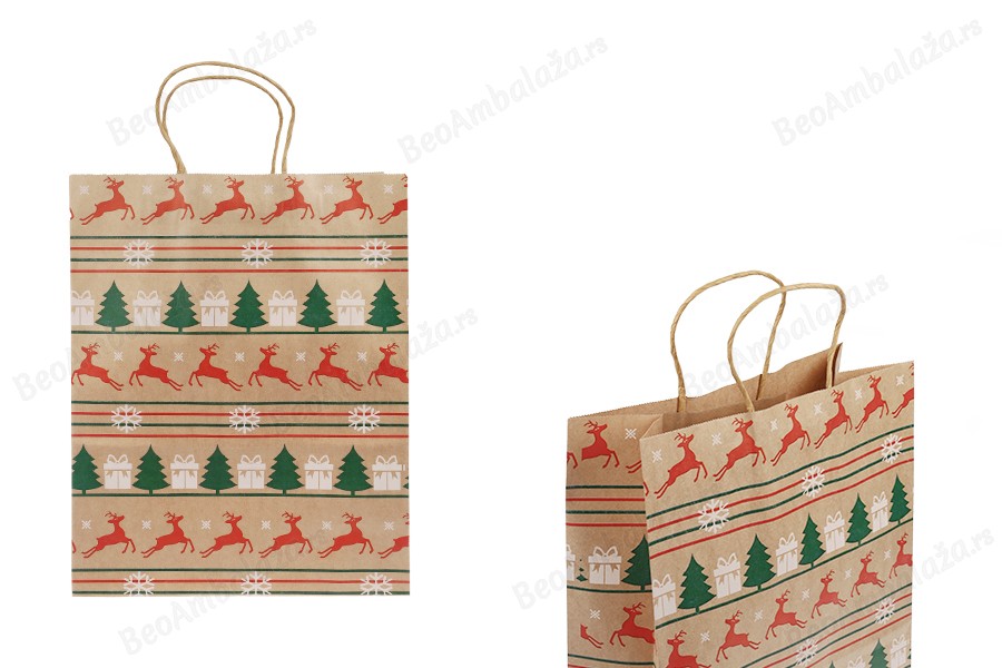 Božićne papirne poklon kese dimenzija 260x120x320 mm sa ručkom - 12 kom-slika_proizvoda