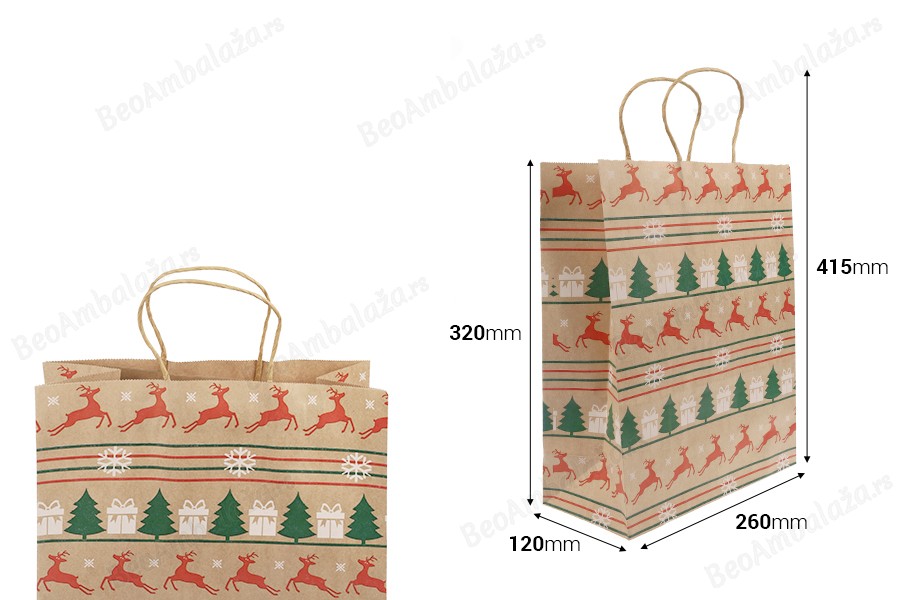 Božićne papirne poklon kese dimenzija 260x120x320 mm sa ručkom - 12 kom-dimenzije_slike