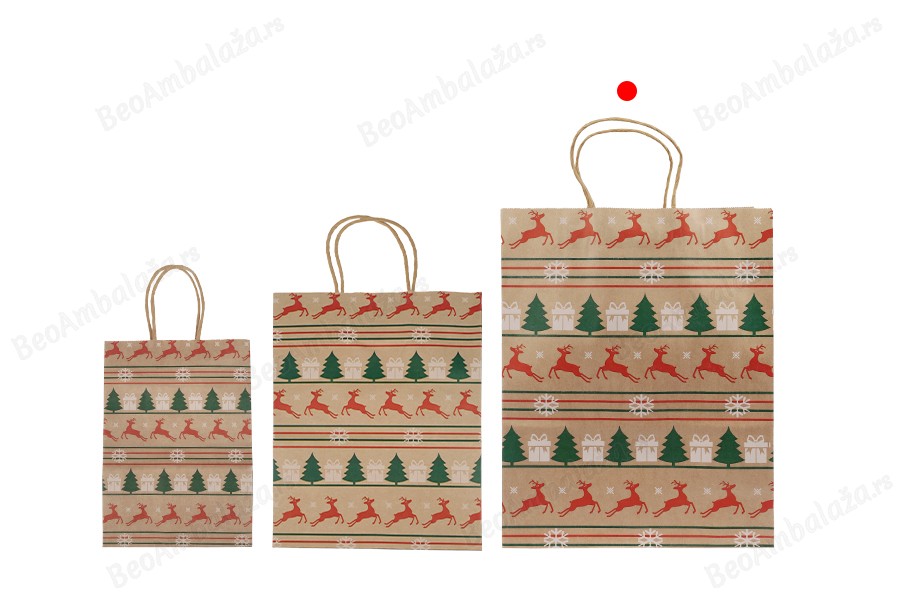 Božićne papirne poklon kese dimenzija 260x120x320 mm sa ručkom - 12 kom-grupa_slika