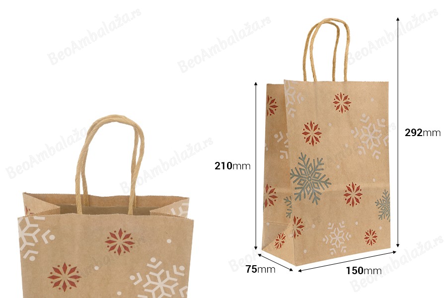 Božićne papirne poklon kese dimenzija 150x75x210 mm, sa ručkom - 12 kom-dimenzije_slike