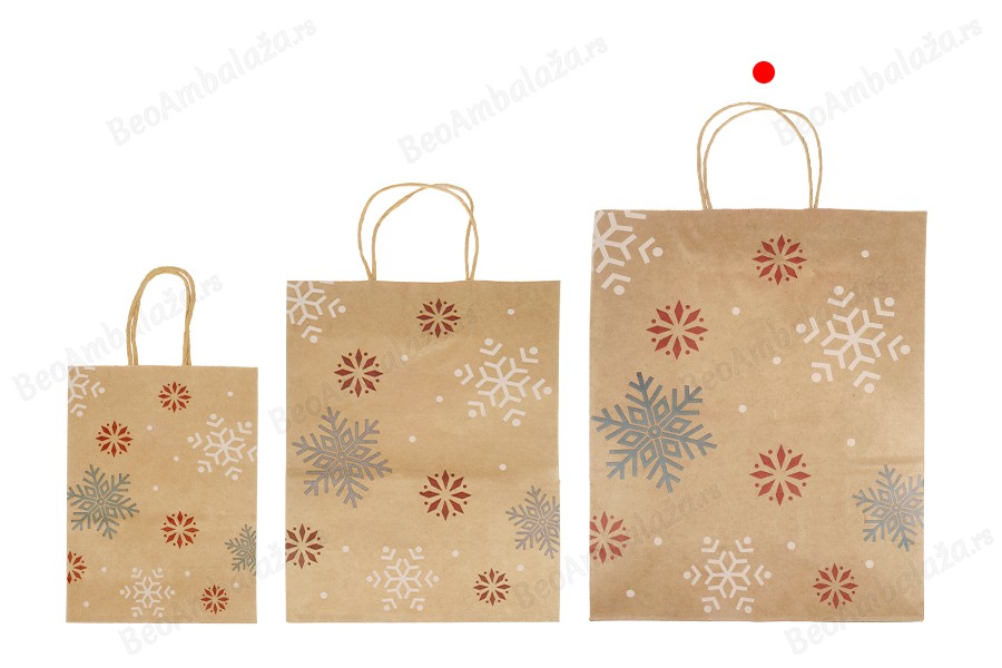 Božićne papirne poklon kese dimenzija 260x120x320 mm, sa ručkom - 12 kom-grupa_slika