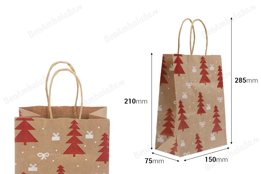 Božićne papirne poklon kese dimenzija 150x75x210 mm, sa ručkom - 12 kom-dimenzije_slike