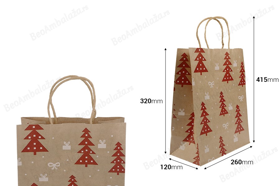 Božićne papirne poklon kese dimenzija 260x120x320 mm, sa ručkom - 12 kom-dimenzije_slike
