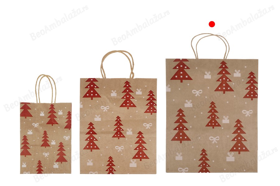Božićne papirne poklon kese dimenzija 260x120x320 mm, sa ručkom - 12 kom-grupa_slika