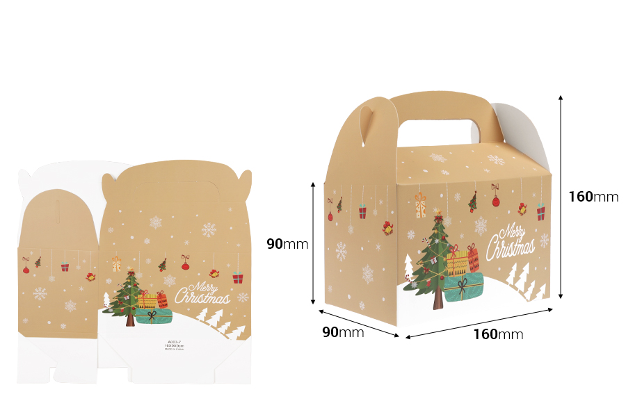 Božićna papirna poklon kutija dimenzija 160x90x90 mm sa ručkom - 24 kom-dimenzije_slike