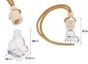 Bočica za osveživač automobila 4mL, srce sa plastičnim čepom, drvenim zatvaračem i zakačkom - 25 kom-dimenzije_slike