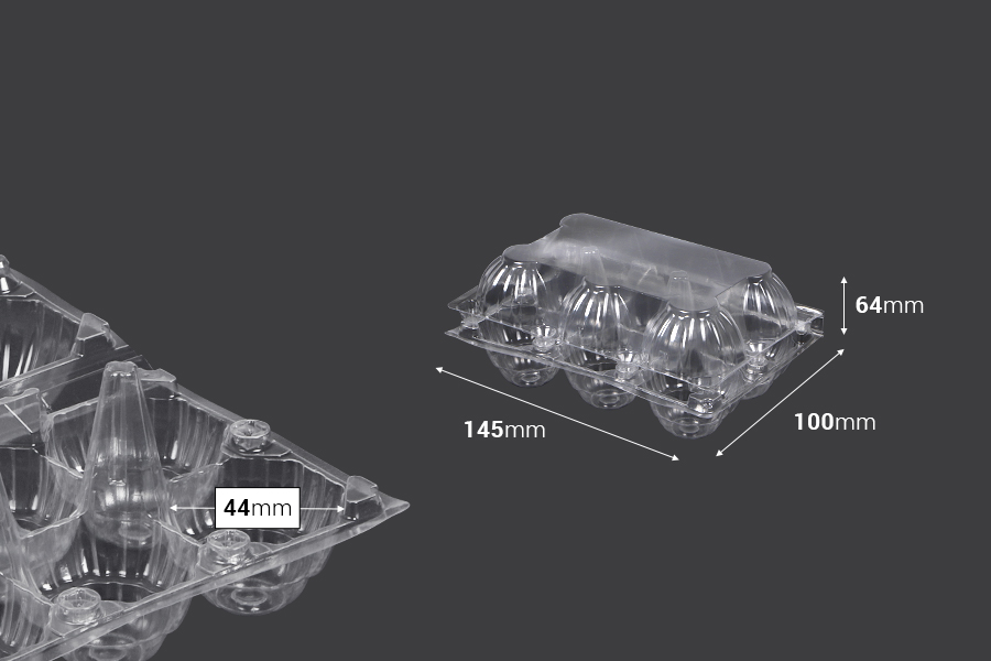 Plastične kutije za jaja sa 6 mesta, dimenzija 145x100x64 mm - 200 kom-dimenzije_slike