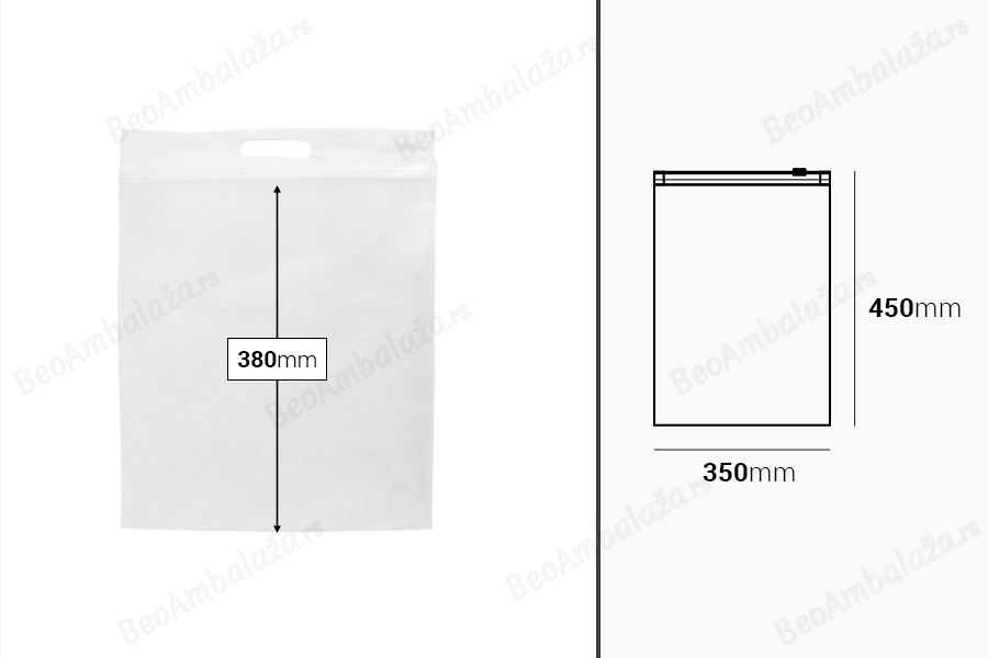 Plastična PE kesa 350x450mm sa patent zatvaračem - 20 kom-dimenzije_slike