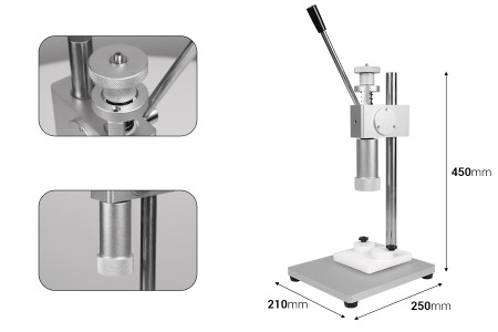 Ručna mašina za zatvaranje Crimp bočica za parfeme (koristi se u kombinaciji sa alatom šifre: 20-2242 i 19-1910)-dimenzije_slike