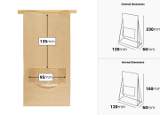 Kraft kesice 120x60x230 mm sa prozorom i žicom za zatvaranje (tin-tie)-dimenzije_slike