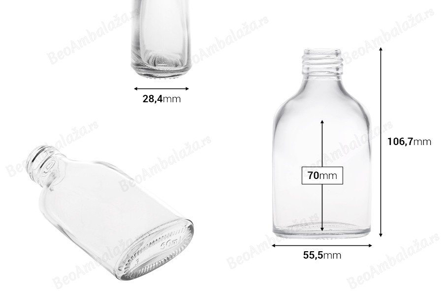 Staklena boca 60 ml (PP24) ravnog oblika-dimenzije_slike