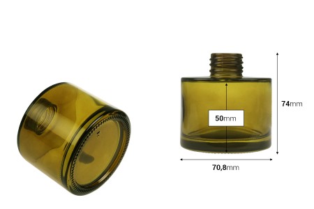 Cilindrična staklena bočica od 100 mL u karamel ili maslinasto zelenoj boji, pogodna za osveživač prostora-2