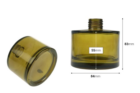 Cilindrična staklena bočica od 200 mL u karamel ili maslinasto zelenoj boji, pogodna za osveživač prostora-dimenzije_slike