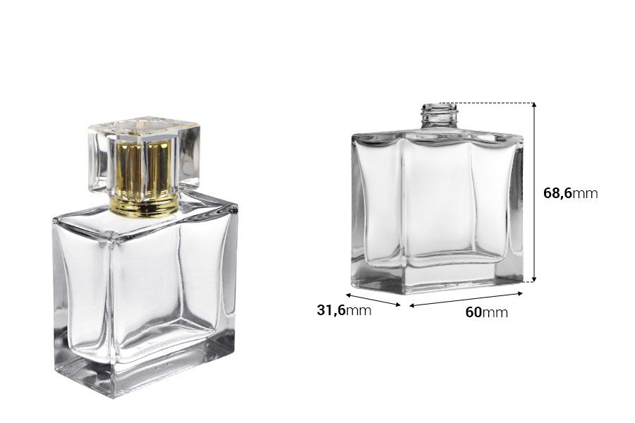 Staklena bočica za parfeme 50mL (15/400) pravougaonog oblika Staklena bočica za parfeme 50mL (15/400) pravougaonog oblika