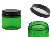 Zelena staklena teglica od 60 mL sa crnim aluminijumskim zatvaračem i unutrašnjom zaptivkom Zelena staklena teglica od 60 mL sa crnim aluminijumskim zatvaračem i unutrašnjom zaptivkom