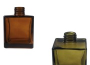Četvrtasta staklena bočica 200 mL u karamel i maslinasto zelenoj boji, pogodna za osveživač prostora