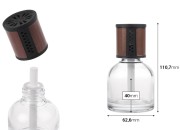 Providna staklena bočica od 100 mL - osveživač automobila sa braon/crnim zatvaračem, čepom i pamučnim štapićem-dimenzije_slike