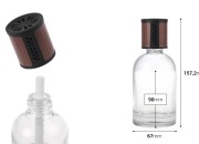 Providna staklena bočica od 200 mL - osveživač automobila sa braon/crnim zatvaračem, čepom i pamučnim štapićem-dimenzije_slike