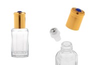 Roll-on staklena šestougaona bočica od 10 mL sa metalnom kuglicom i zlatnim zatvaračem sa dekorativnim kamenčićem-slika_proizvoda